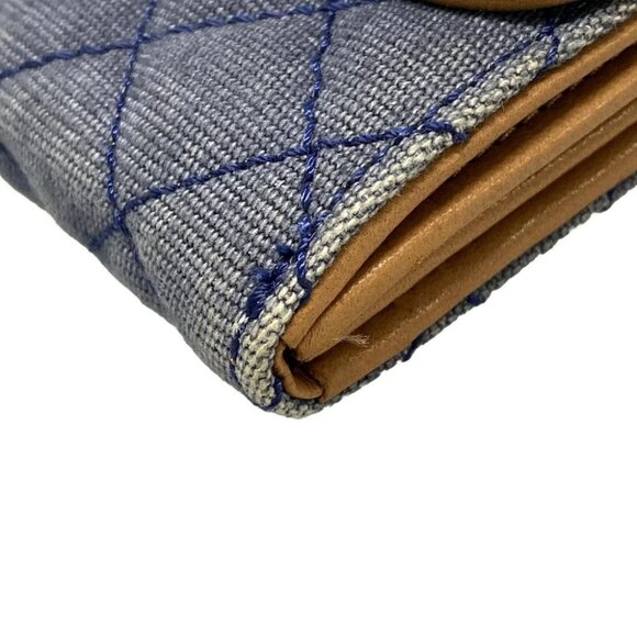 Auth CHANEL Matelasse Blue Light Brown Denim Lambskin Other Style Wallet - Picture 6 of 13